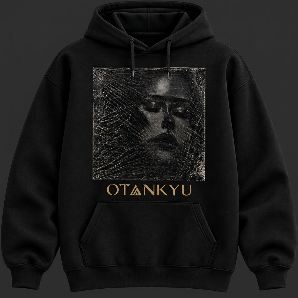 Black OTANKYU hoodie printed with the Repression face artwork